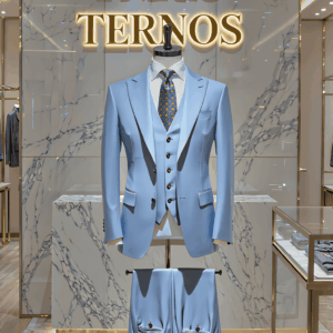 Terno Azul bebê Saint Lazare gola pontuda