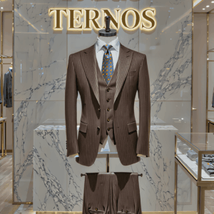 Terno Marrom Risca de giz