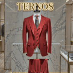 Terno Vermelho Saint Lazare gola pontuda