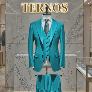 Terno Azul Caribe Saint Lazare gola pontuda