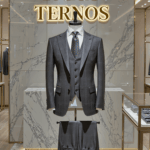 Terno Cinza Escuro xadrez Saint Lazare gola pontuda